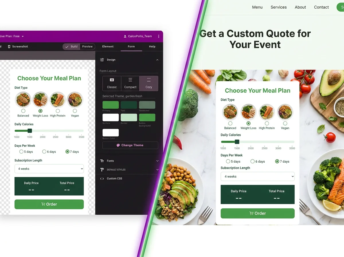 Embed calculators on client websites