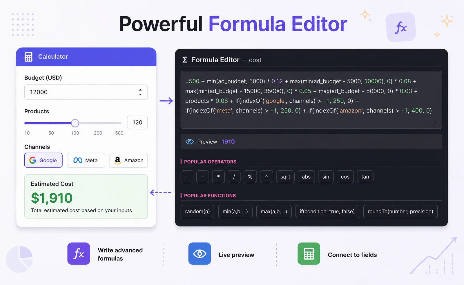 Excel-like formula editor