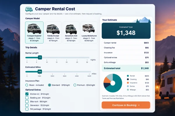 Camper Rental Cost Calculator