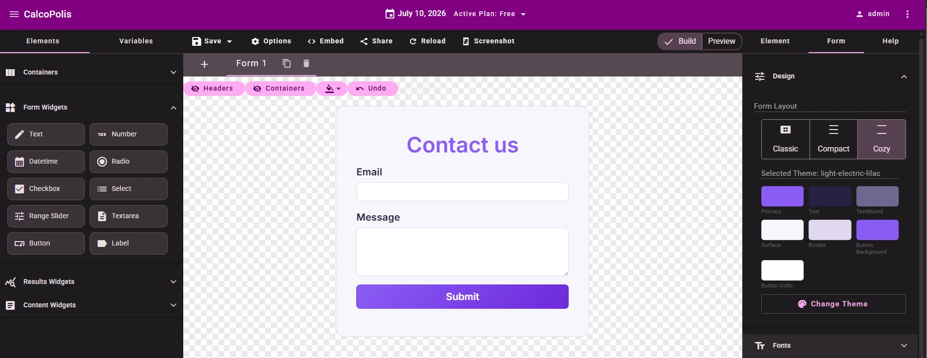 sampe contact form