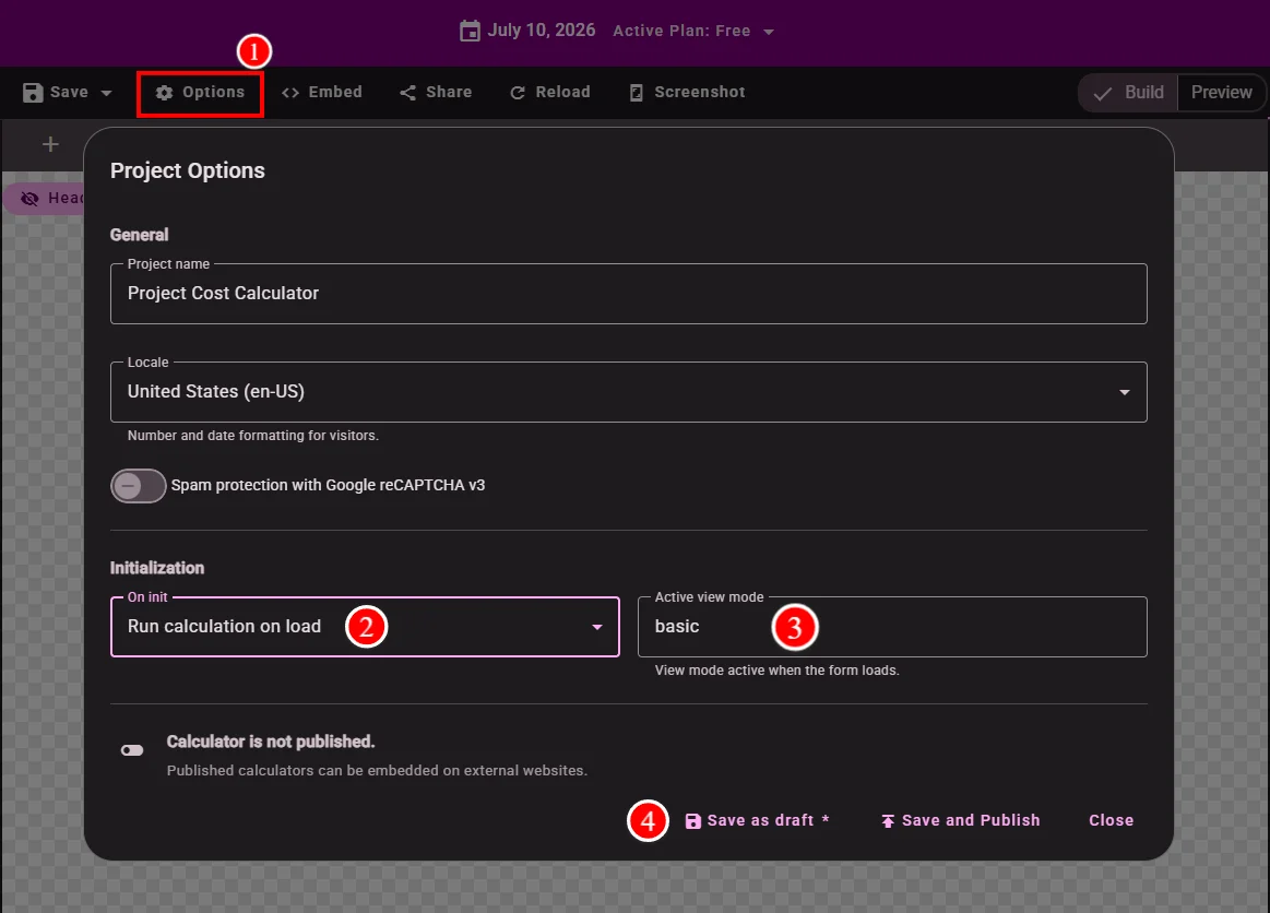 Advanced mode with extra costs, discount, and calculated total
