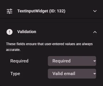 Email field validation settings