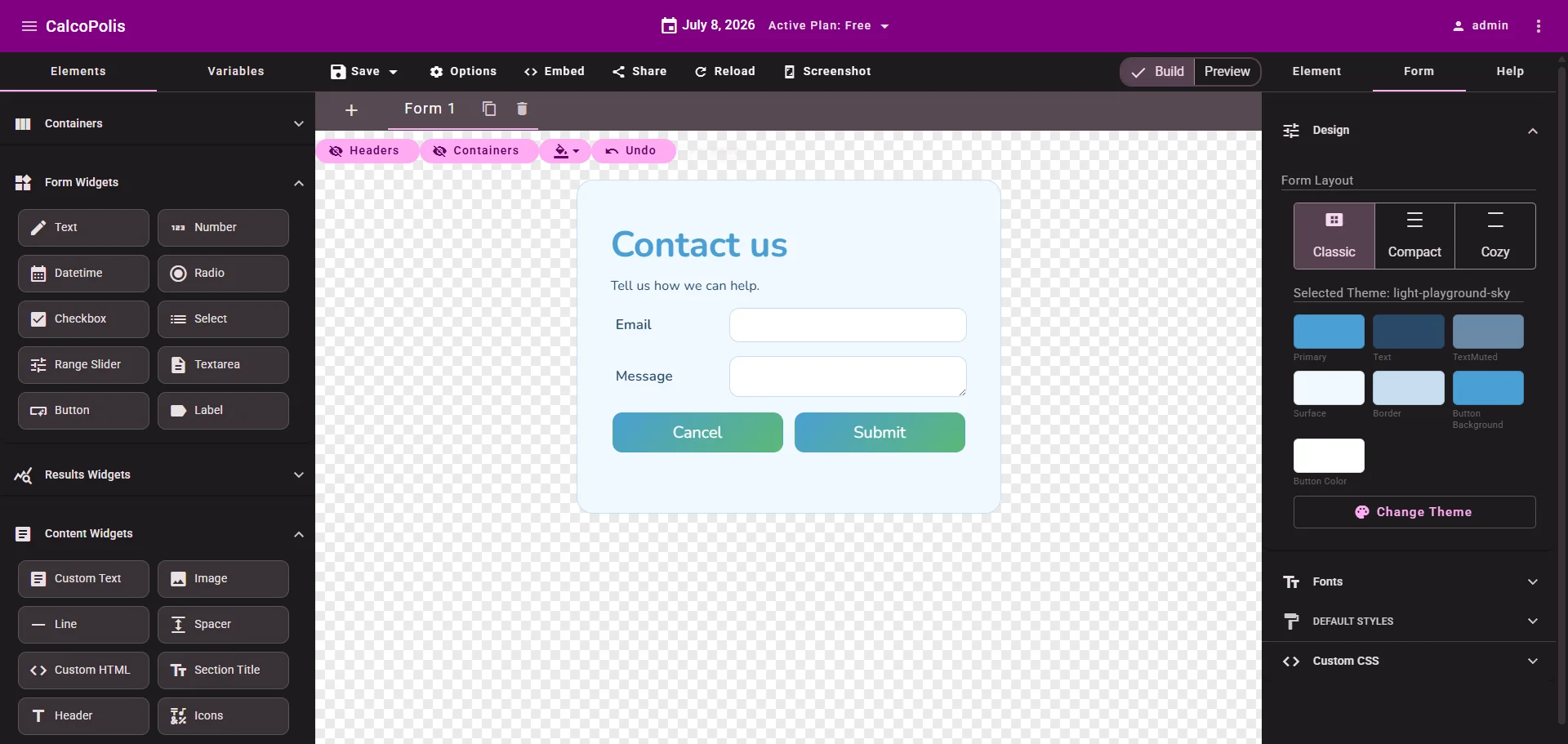 Theme selector gallery