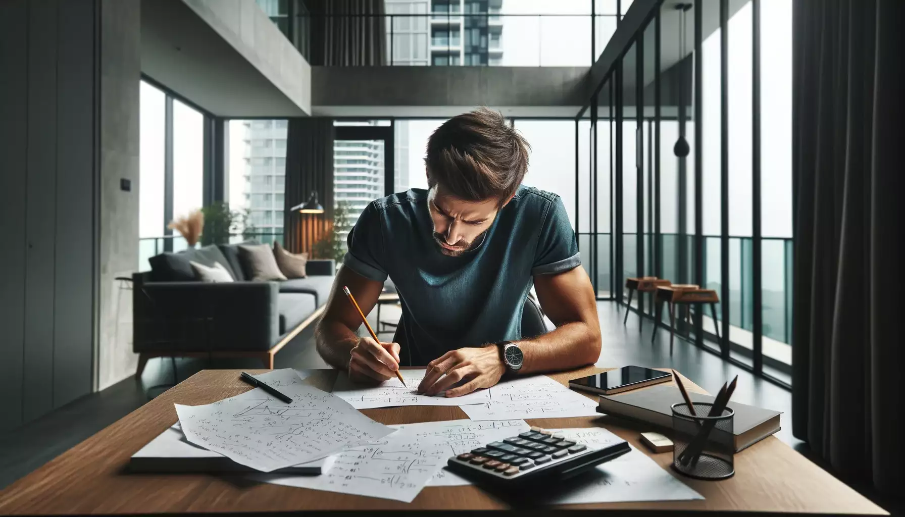man solving math problem