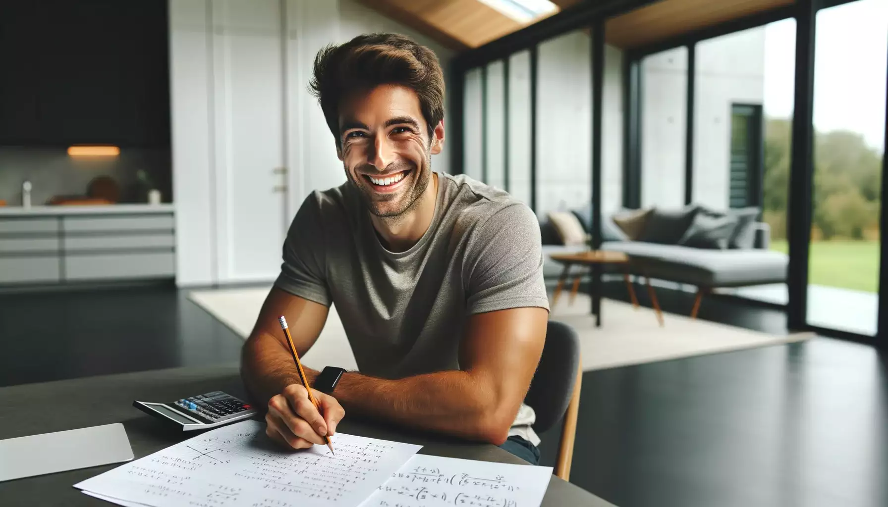 man solving math problem