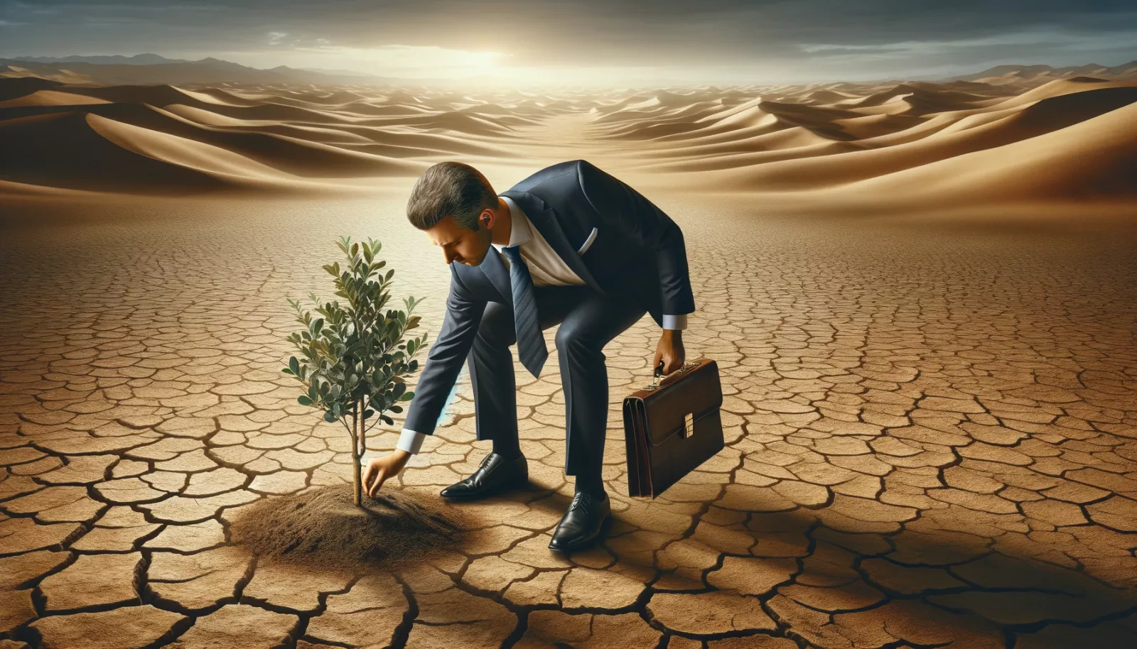 planting a tree on a desert