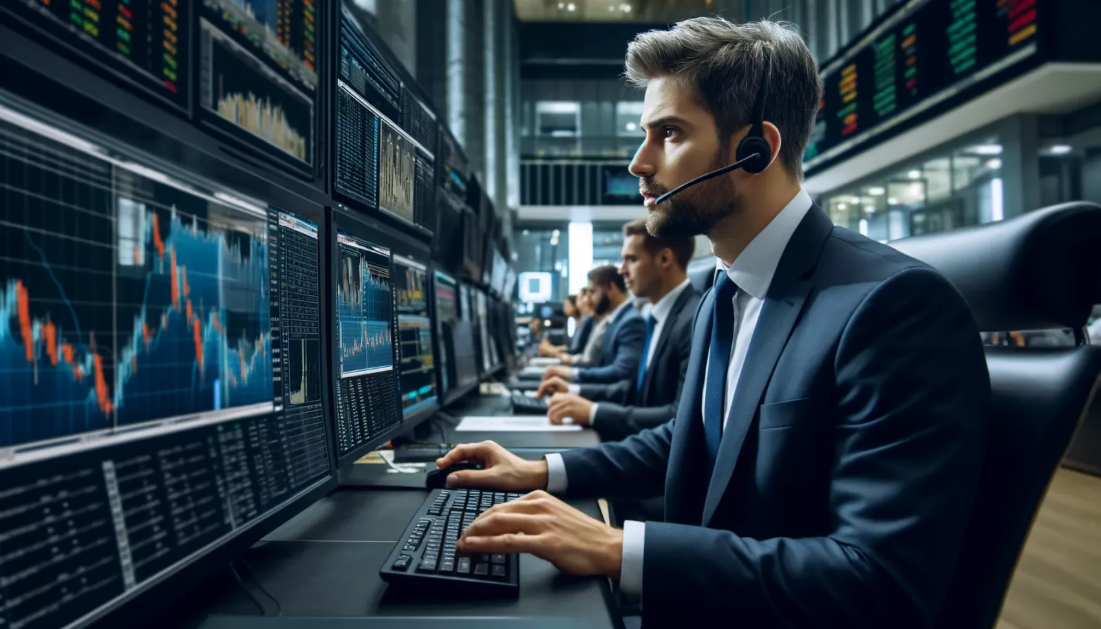 stock broker at work