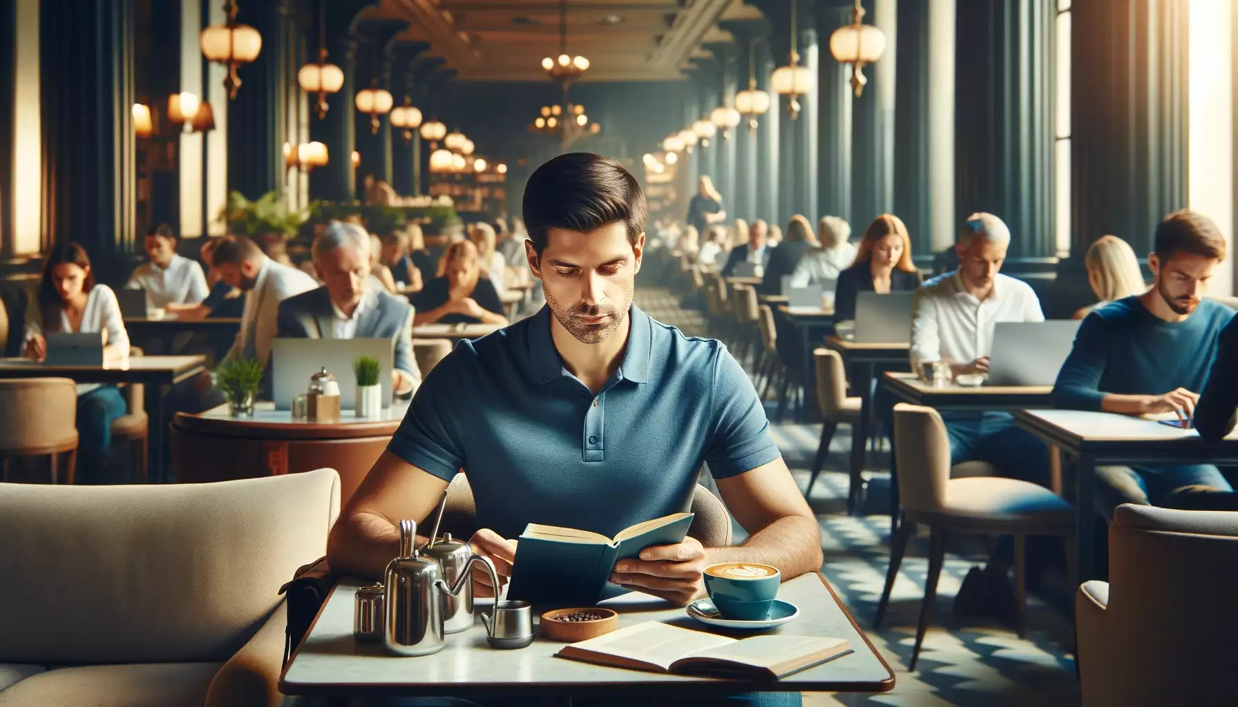 young man sitting in a caffee